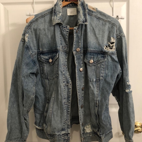 embroidered oversized denim jacket